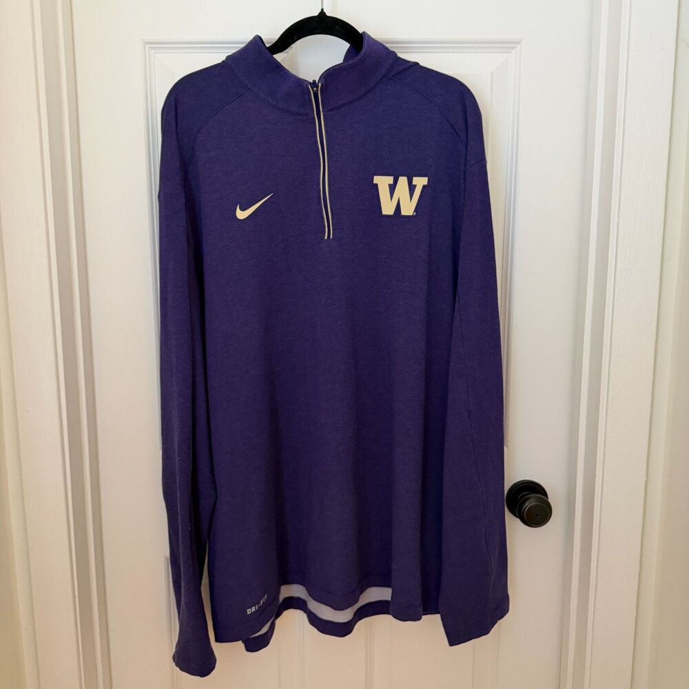 Men Nike Washington Game Day Half-Zip Pullover in Purple Size 3XL